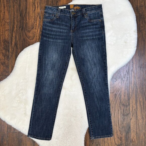 Kut from the Kloth Jeans 2 Bardot Crop Skinny Boyfriend Dark Wash Stretch Womens - Picture 1 of 11